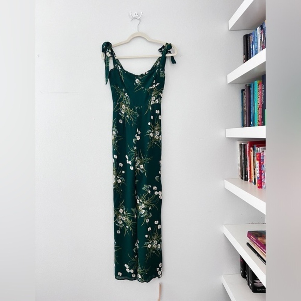 Reformation Green Floral Jumpsuit